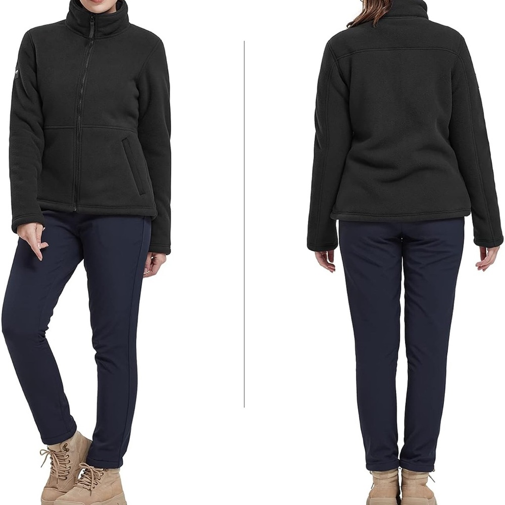 CAMEL Women Fleece Jacket with Pockets Black